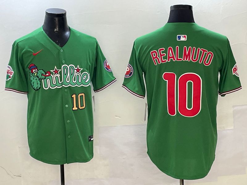 Men Philadelphia Phillies #10 Realmuto Green Three generations Joint Name Game 2025 Nike MLB Jersey style 4->philadelphia phillies->MLB Jersey
